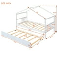 thumbnail image 2 of Harper & Bright Designs Twin Size Wooden House Bed with Trundle, Wood Montessori Daybed Frame with Roof, White, 2 of 12