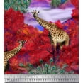 thumbnail image 1 of Soimoi Japan Crepe Satin Fabric Leaves,Star & Cute Animals Jungle Decor Fabric Printed Yard 42 Inch Wide, 1 of 1