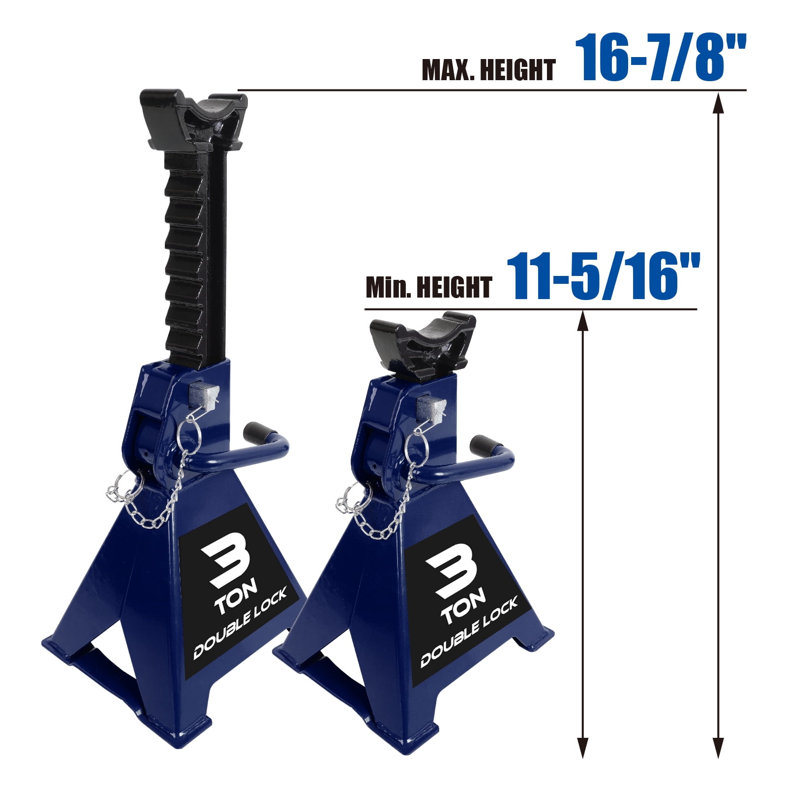 TCE 3 Ton Heavy Duty Jack Stands Double Locking Pins Car Jack Stand, Blue, 1 Pair, W43005AU