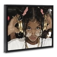 thumbnail image 2 of Stupell Industries Contemporary Trendy Girl with Gold Headphones Black Floating Frame Canvas Art, 21 x 17, by Franklyn Gregory, 2 of 8