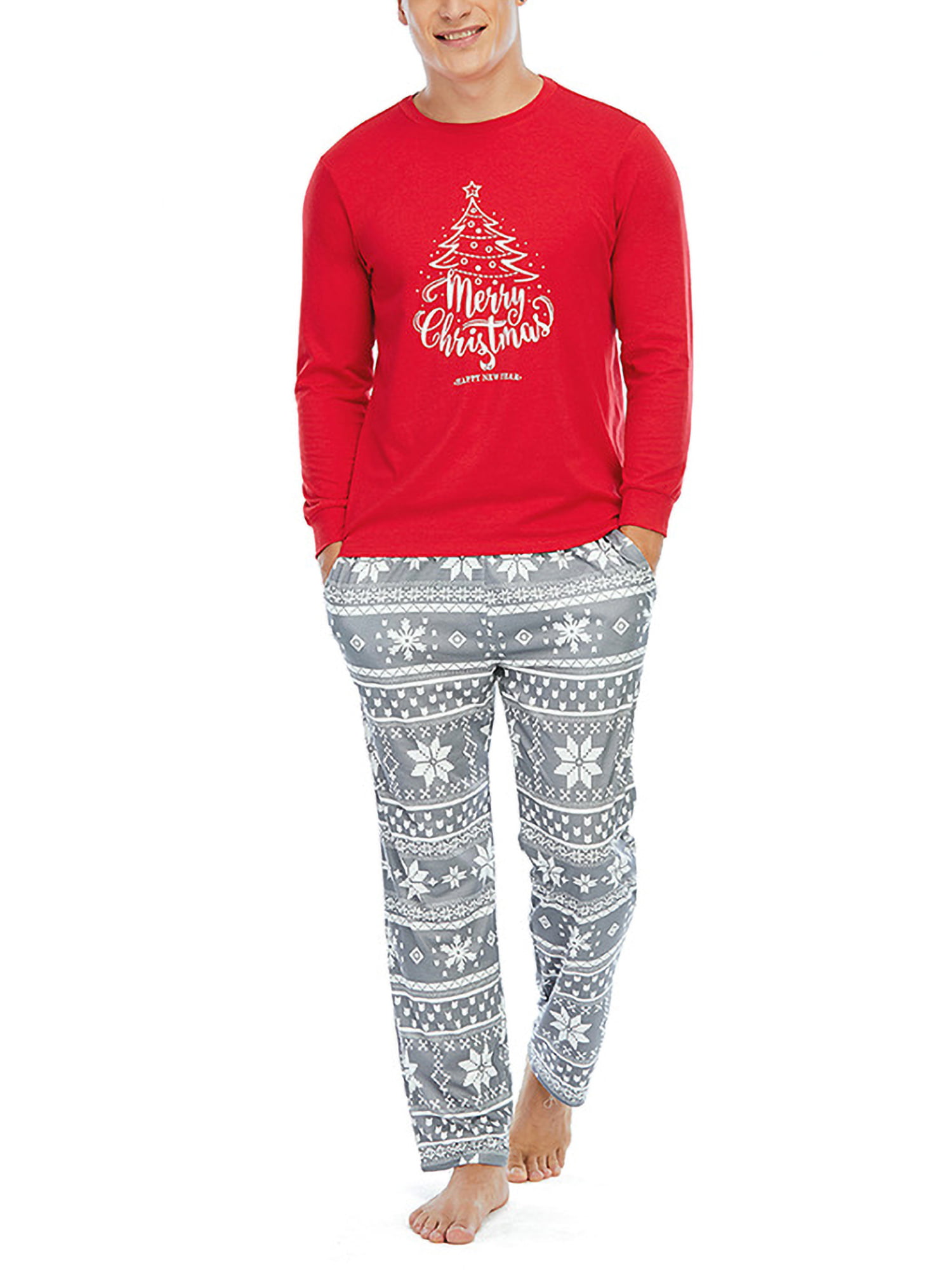 Merry Christmas Mens Xmas Winter Fesitive Santa Pocket Loungewear PJs Pyjama Set