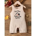 thumbnail image 2 of Suealasg Newborn Girl Boy Tank Romper Casual Sleeveless Round Neck Letter Print Jumpsuit Baby Father's Day Clothes, 2 of 6