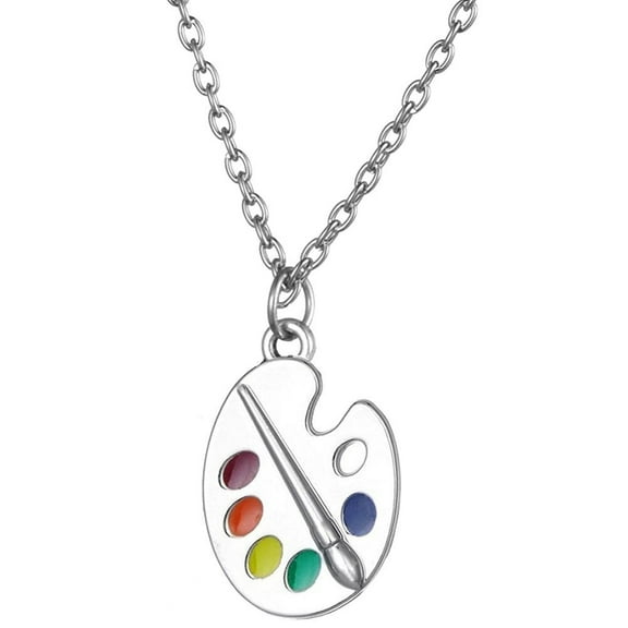 WSTEER Art Student Necklace with Painting Pendant, Alloy Jewelry Ornament, Unique Birthday Gift for Art