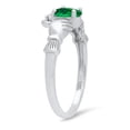thumbnail image 2 of Sterling Silver Claddagh May Birthstone Emerald CZ Promise Ring 7 Made in Italy + Cleaning Cloth, 2 of 6