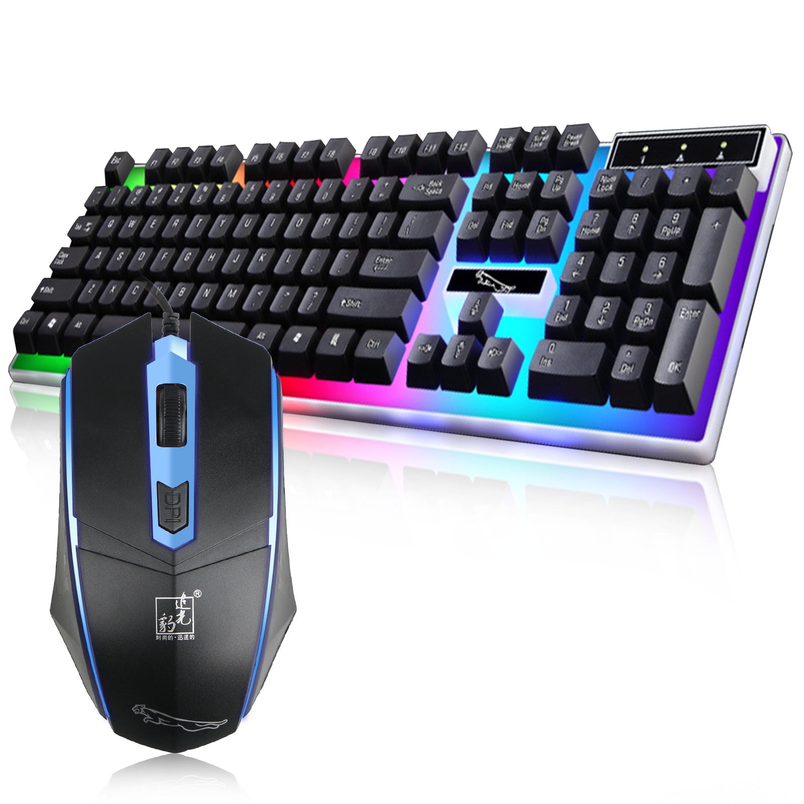 Wired Gaming Keyboard Retro Punk Mechanical Feel Floating Cap Esport Gaming Keyboard Waterproof Backlight 104 Key - Black
