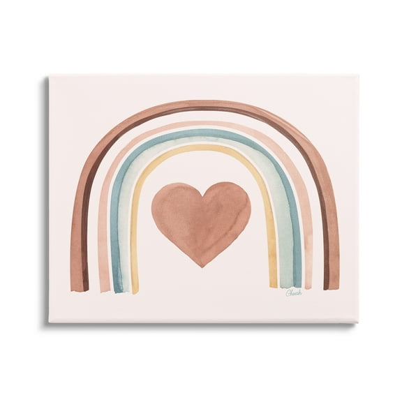 Stupell Earth Toned Rainbow Arch Heart Landscape Painting Gallery Wrapped Canvas Print Wall Art