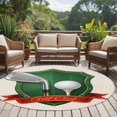 thumbnail image 5 of Golf Club Round Living Room Rugs 8 ft, Golf Balls Sport Green Shield Beige Background Washable Large Area Rug with Non-Slip Sturdy Edge Binding Round Carpet for Dining Room Kitchen Office, 5 of 9