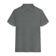 thumbnail image 4 of tklpehg Men's Golf Shirts Summer Button Lapel Short Sleeve Tshirts Casual Solid Color Slim Sprots Shirts Dark Gray XXXL, 4 of 7
