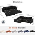 thumbnail image 2 of LUCKHAO 111" L-Shaped Modular Sofa with Ottoman, Cup Holders, Side Pockets, Convertible Couch Bed, 8 Throw Pillows, Corduroy, 2 of 8