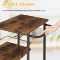thumbnail image 3 of 3-Tier Rustic Bar Cart with Wheels – Mobile Drink & Wine Serving Cart with Glass Holder for Kitchen, Living Room, Dining Room, 3 of 8