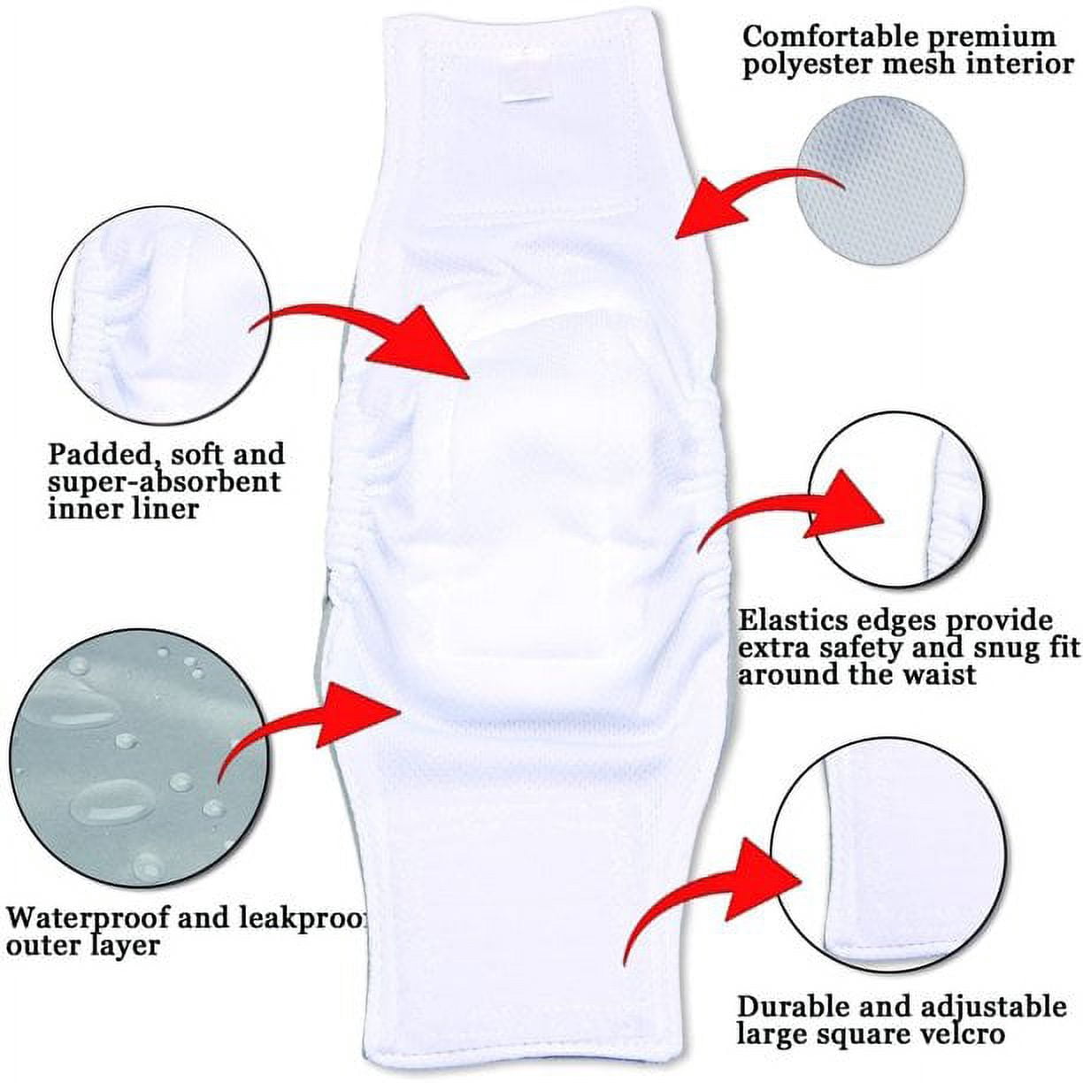 Genwiss 3Pcs Washable Male Dog Wrap, Reusable Belly Diapers for Male Dogs(Gray,M)