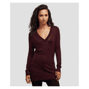 KENNETH COLE NEW YORK V-Neck Tunic Sweater, Ruby Wood, Size XS