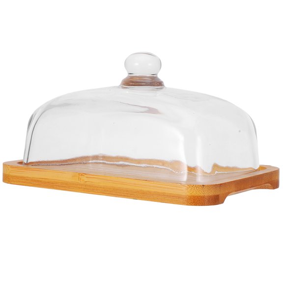 WASHWEPE Rectangular Shape Butter Dish Multi Glass For Dining Table 1Pack 7.2x5.2x4.3in