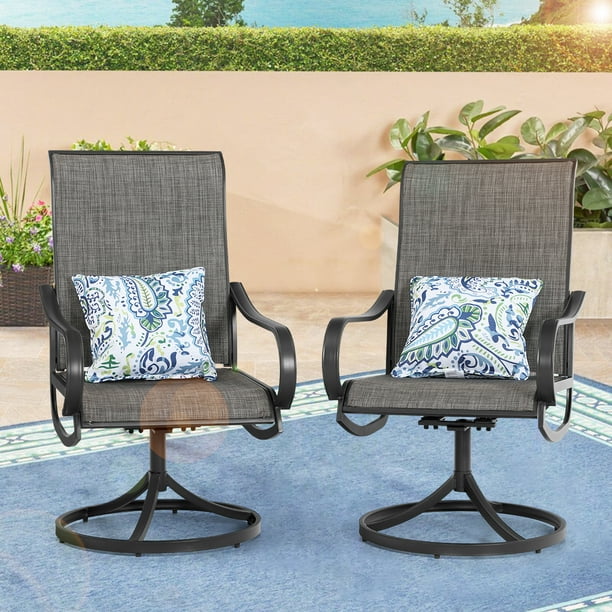 Mf Studio Outdoor Dining Chairs Patio Swivel Breathable Textilene Fabric Modern Furniture Suitable For Room Com - Swivel Chair Patio Set