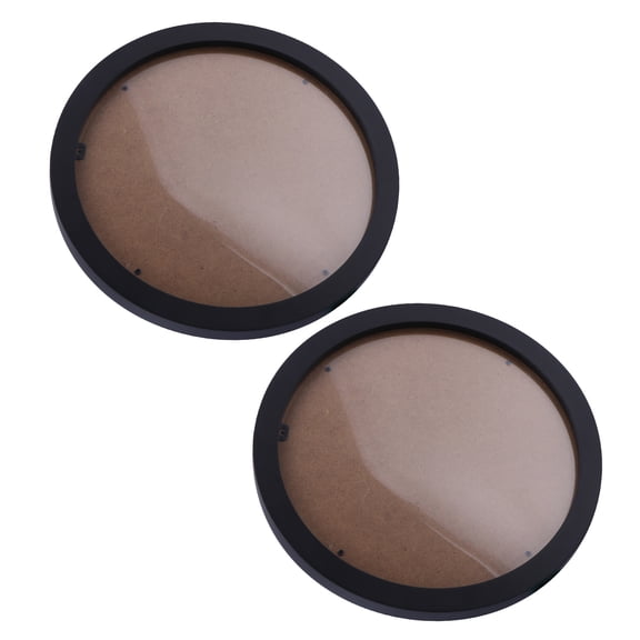 FENGGUIQU 2Pcs Black Wood Circular Picture Frames Rustic Style Photo Holder for Wall Or Desk