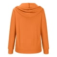 thumbnail image 4 of QLEICOM Women's Striped Casual Hooded Sweater Open Collar Sweater Long Sleeve Lapel Blouses Shirts Tops Orange S, US Size 4, 4 of 7
