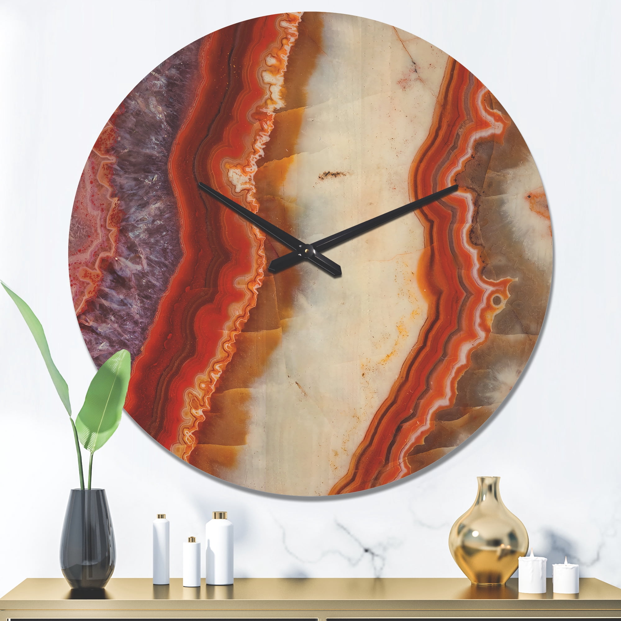 Designart 'Close Up Colorful Stone Stripes ' Modern Wood Wall Clock