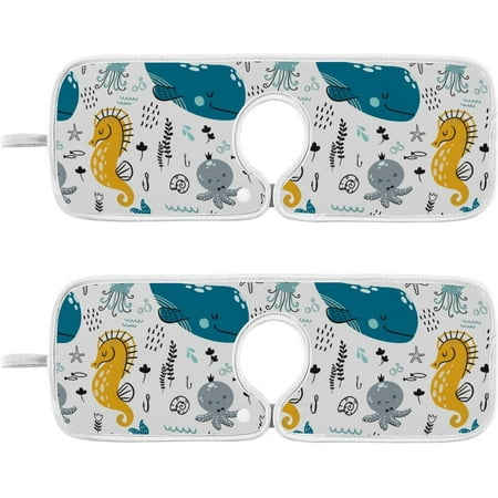 

Hyjoy 23.6x5.5in Marine Animals Seahorse Sink Splash Guard for Faucet 2PCS Faucet Absorbent Mats Childish Whale Octopus Faucet Handle Drip Catcher Quickly Drying Mat for Kitchen Counter Bathroom