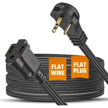 Flat Extension Cord 8ft for Indoor Use by Bindmaster- UL-Listed 3-Prong Power Cord- Space-Saving Flat Angled Extension Cord- Grounded Outlet Extension Wire- Black 15 Pack