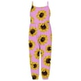 thumbnail image 4 of Odeerbi 1-6 Years Toddler Girls Summer Jumpsuit Sunflower Camisole Romper Casual Breathable Comfortable Overalls Strap Bib Overall Pants Playsuit, 4 of 5