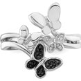 thumbnail image 5 of Sterling Silver Ss Rh Plated White Night & Black Diamond Butterfly Ring (Size 8) Made In India qr5426-8, 5 of 6