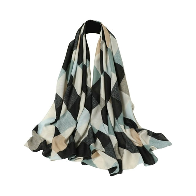 fastboy Warm Cozy New Plaid Pashmina Shawl Add Warmth And Style To Outfits Print Pattern Warm Winter Scarves Blue
