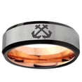 thumbnail image 2 of Anchor Design 8MM Beveled Edge Gray And Rose Gold Tungsten Ring, 2 of 2