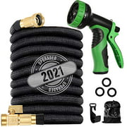 200 ft Flexible and Expandable Garden Hose - Strongest Triple Latex Core with 3/4" Solid Brass Fittings Free 9 Function Spray Nozzle, Easy Storage Kink Free retractable garden Hose