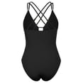 thumbnail image 6 of Firpearl Black One Piece Underwire Swimsuits for Women Sexy V Neck Tummy Control Bathing Suit Strappy Back Swimwear US4-6, 6 of 7