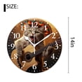 thumbnail image 2 of 14 Inch Wall Clock Battery Operated Silent Clock Decorative for Office, Kitchen, Outdoor, Living Room，Kitten in Hat Music Playing Guitar Watercolor Painting Pattern, 2 of 4