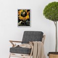 thumbnail image 2 of Single Sunflower Yellow Black Green Floral Artwork Framed Wall Art Print A4, 2 of 4