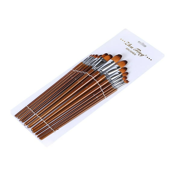 Ensemble de 13 Pinceaux Professionnels en Nylon avec Manche en Bois pour Peinture Acrylique, Huile, Aquarelle, Gouache, Visage, Dessin, Fournitures d'Art