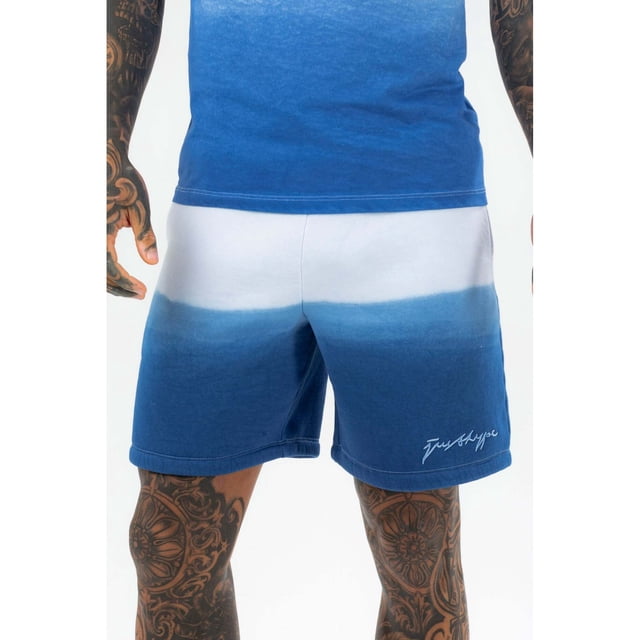 Hype - Pantalones Cortos Casuales Lake Fade Diseño Garabato para Hombre (Azul, Blanco)