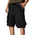 thumbnail image 2 of CONZONE Mens Baggy Cargo Shorts Casual Solid Color Elastic Waist Drawstring Cargo Shorts for Men Lightweight Relaxed Fit Summer Workout Shorts With Pockets, 2 of 9