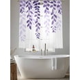 thumbnail image 6 of Purple Ombre Botanical Semi Sheer Window Curtains 72 Inches Long, Watercolor Country Pastoral Leaf Rod Pocket Voile Silky Chiffon Curtain Light Filtering Drapes for Living Room, 52"x72", 2 Panels, 6 of 9