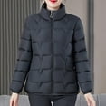 thumbnail image 6 of FRSASU Women's Lightweight Puffer Jacket with Hood Pockets Quilted Padded Loose Full-zip Winter Solid Casual Coat Black, 6 of 6