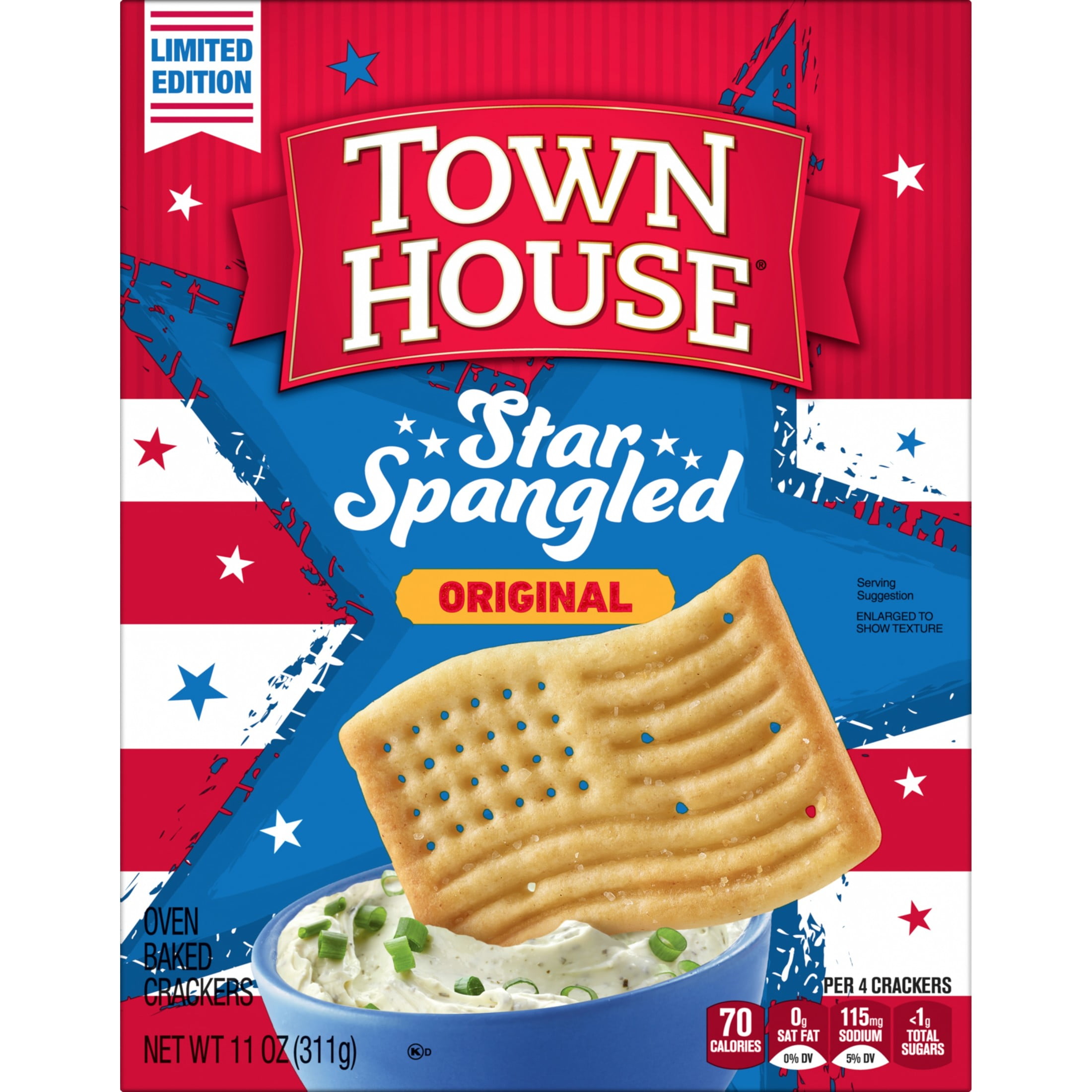 Town House Dippers Original Star-Spangled Crackers, Party Snacks, 11 oz