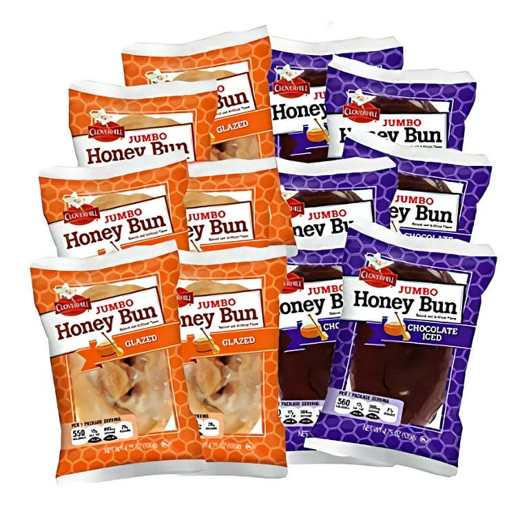 Cloverhill Jumbo Chocolate Iced Honey Bun & Jumbo Glazed Honey Bun