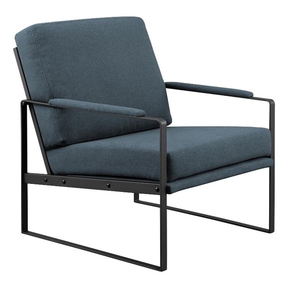 Metal Arm Accent Chair - Indigo Blue / Black