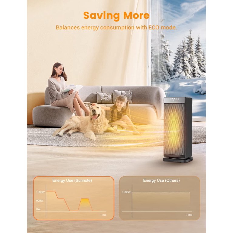 Sunnote Space Heater for Indoor Use, 1500W Fast Heating, Electric u0026  Portable Ceramic Heaters with Thermostat, 5 Modes, 24Hrs Timer,  80°Oscillating Room Heater with Remote, Safe for Office Bedroom Use -  Walmart.com
