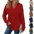 thumbnail image 7 of Fmbrln Hoodies for Women Long Sleeve V Neck Lightweight Hooded Sweatshirts Fashion Solid Pullover Tops, 7 of 7