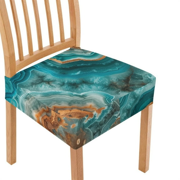 SEANATIVE Green Marble Print Chair Covers for Dining Set of 2 Dining Chair Seat Covers with Elastic Bottom Reusable Chair Protective Cover for Dining Room Armless Chair Kitchen Home Decor
