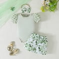 thumbnail image 2 of TOWED22 Newborn Baby Girl Clothes Mama's Girl Short Sleeve Romper Flower Ruffle Shorts Headband Set 3Pcs Summer Outfits Mint Green,9-12 M, 2 of 5