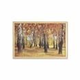 thumbnail image 1 of Woodland Wall Art with Frame, Jungle in Fall with Yellow Birches and Dry Herb Autumn Leaves Warm Weather Photo, Printed Fabric Poster for Bathroom Living Room, 35" x 23", Orange Brown, by Ambesonne, 1 of 2