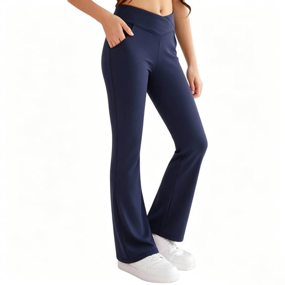 Maean Girls Yoga Pants Flare Leg High Elastic Waist Pant Workout Gym Stretchy Leggings with Pockets