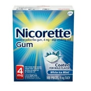 Nicorette Nicotine Coated Gum to Stop Smoking, 4mg, White Ice Mint Flavor - 100 Count,Pack of 1