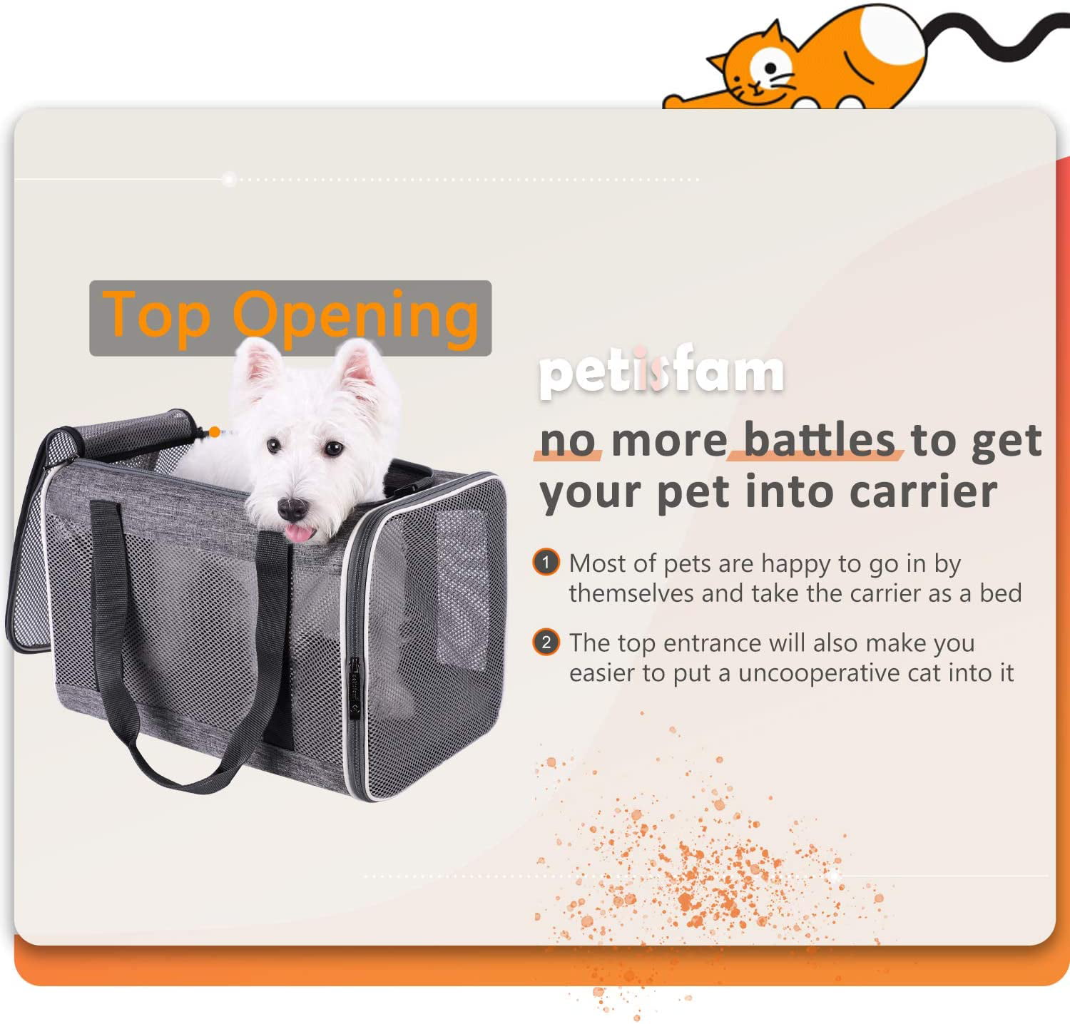 Black petisfam Pet Carrier for Large Cats and Small Dogs 