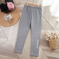 thumbnail image 2 of FINALGANG Girls Boys Kids Autumn Winter Solid Color Plush Lined Leggings Elastic Waisted Stretchy Warm Pants For Cold Weather Daily Wear Soft Bottoms, 2 of 5