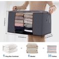 thumbnail image 2 of Organizador de bolsa de almacenamiento de ropa de gran capacidad con asa reforzada, tela gruesa para edredones, mantas, ropa de cama, plegable con cremallera resistente, transparente, 2 of 5