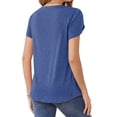 thumbnail image 3 of MOYIKO Women Tshirts Short Sleeve Summer Top Petal Sleeve Pleated Tunic Tee Bright Blue Round Neck Basic T Shirts Clothes Size L, 3 of 7